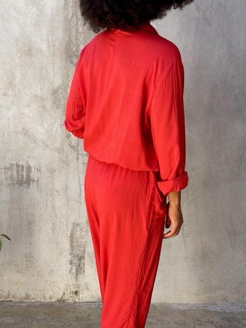 Roxi Hibiscus Red Jumpsuit